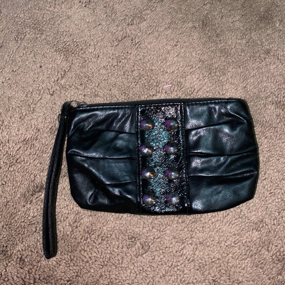 leather clutch bag w/ studs